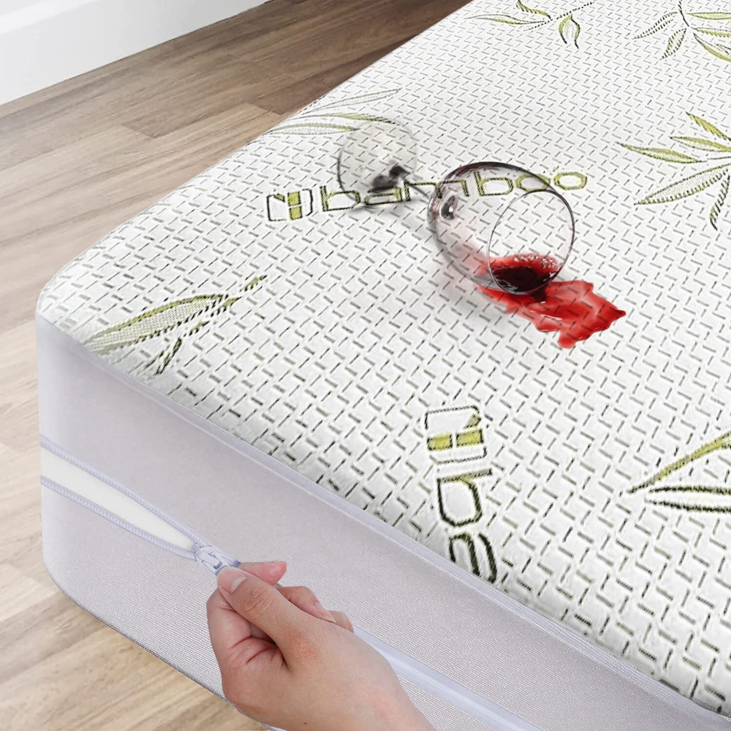 Mattress Protector with Zipper 100 Waterproof Queen Size Cooling Mattress Cover-image