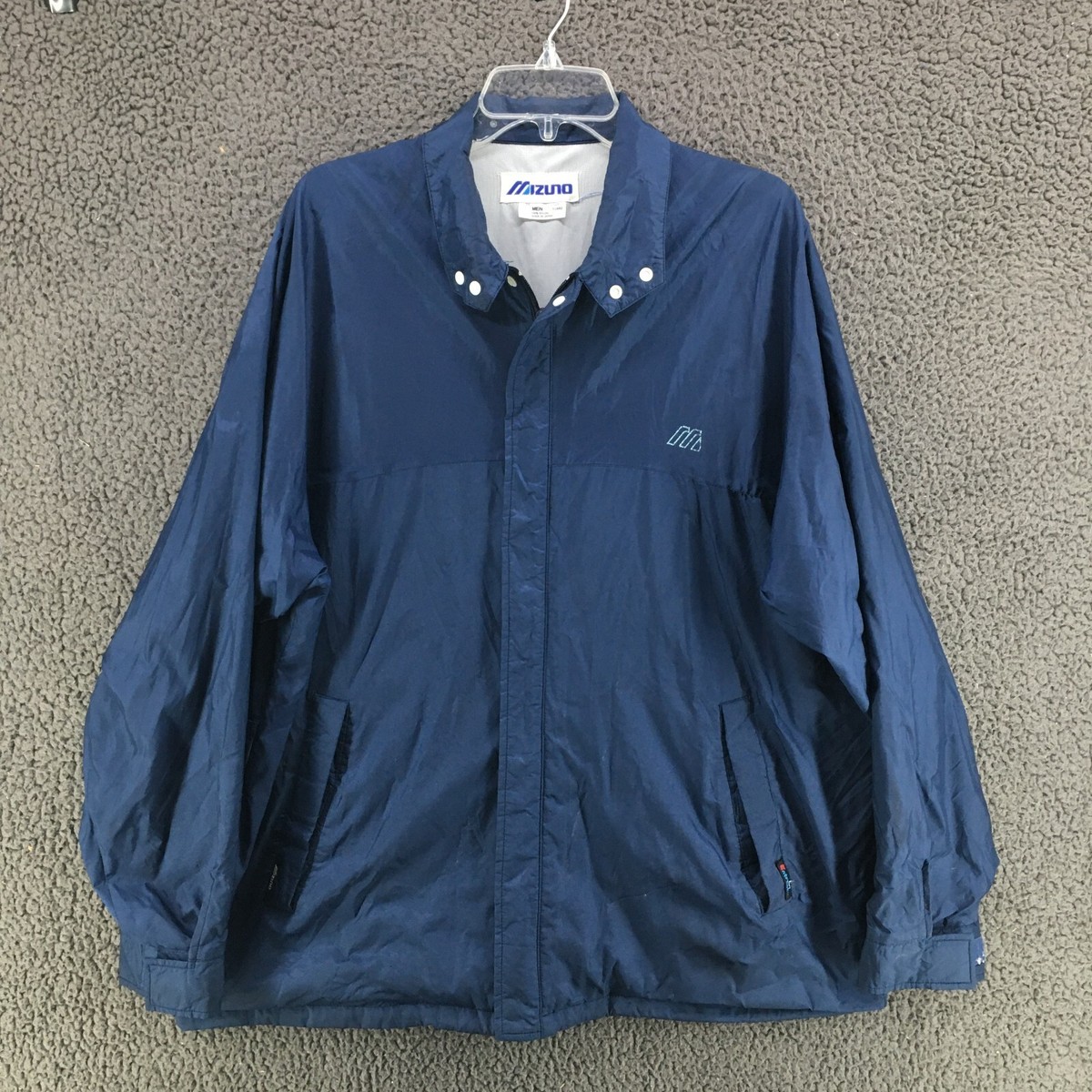 Mizuno フルジップジャケット ネイビー VINTAGE Mizuno Jacket Mens XL Navy Blue Full Zip 100% Nylon Vented