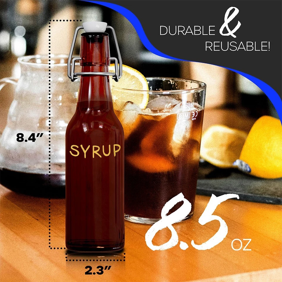 Nevlers 8.5 oz Amber Swing Top Glass Beer Bottles (Pack of 18) - Image 3 of 4