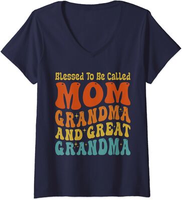 Blessed To Be Called Mom Grandma Great Grandma Mother Ladies' V-Neck Tshirt