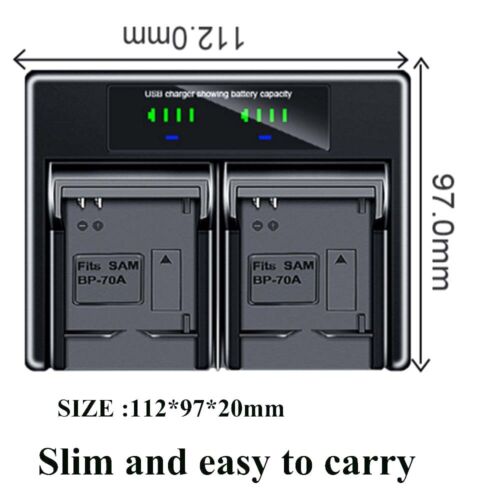 Dual Battery Charger For SAMSUNG BP-70A WB32F WB35F WB50F WB51F WB52F WP10 - Picture 4 of 4