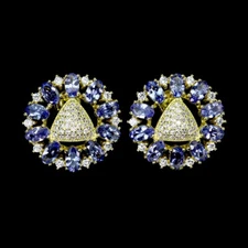 925 Sterling Silver Earrings Oval Tanzanite 5x3mm Natural Gemstone Jewelry