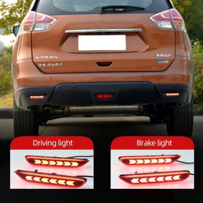 Rear Bumper Reflector Brake Fog DRL Indicator Light For Nissan X-trail 2014-2016