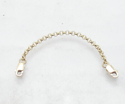 Lobster Lock Cable Rolo Chain Necklace Extender Real Solid 14K Yellow Gold