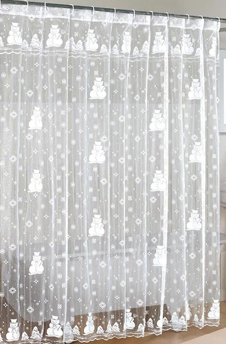 Christmas Snowman Lace Shower Curtain by Lorraine Home Fashions Winter Snow