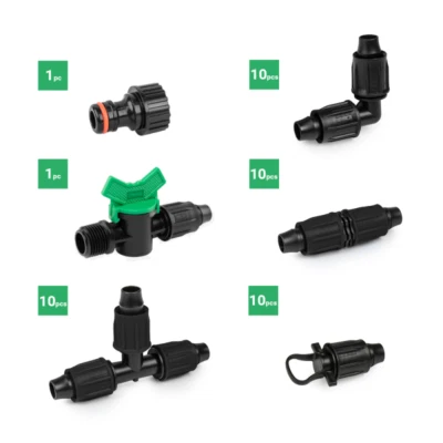 BRADAS QJ Verbinder SET 16mm Zubehörset für Tropfleitung Tropfrohr Schlauchverbinder 42