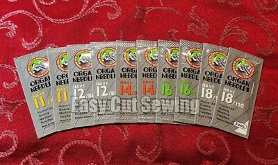 ORGAN 50 Sewing Needles Kenmore,Brother, Janome 11,12,14,16,18 Assorted Sizes