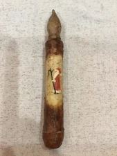 Primitive LED Burnt Mustard SANTA 6 1/2” Battery Operated TIMER Taper Candle