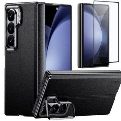 MAGSAFE Hülle für Samsung Galaxy Z Fold 6 Leder Ständer Handyhülle & Displayglas