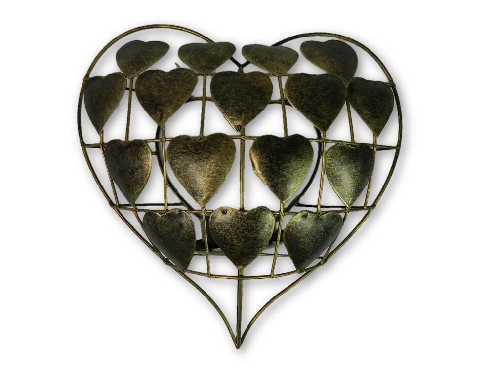 Metal Heart Sconce Tealight Candle Holder Love Heart Wall Art - Gold Sconce