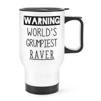 Warnung World's Grumpiest Raver Reise Becher Tasse Mit Griff Lustig Club Rave