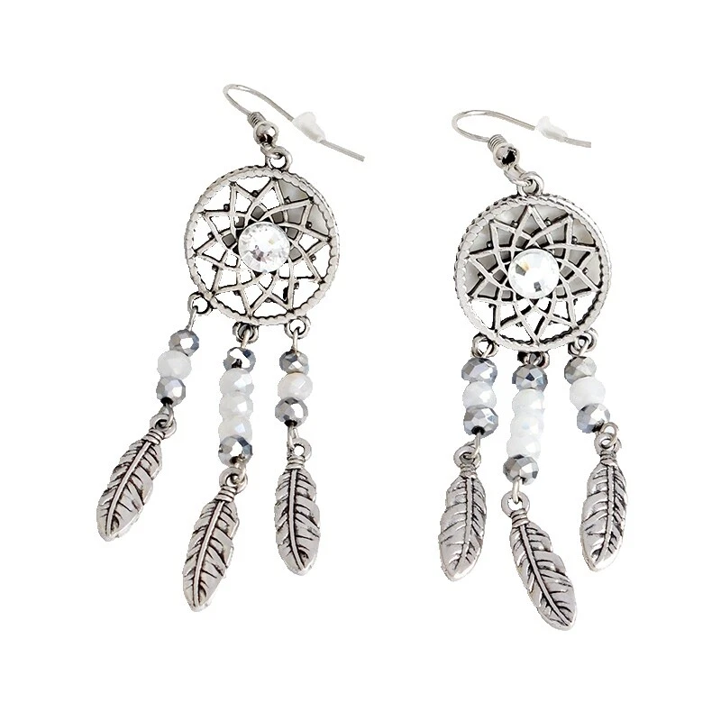 Circonita Cúbica Pendientes de Moda chapado en plata de plumas