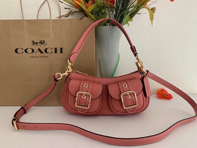 NWT Coach CM079 Ashton shoulder Bag In Pebble Leather Burnt Coral