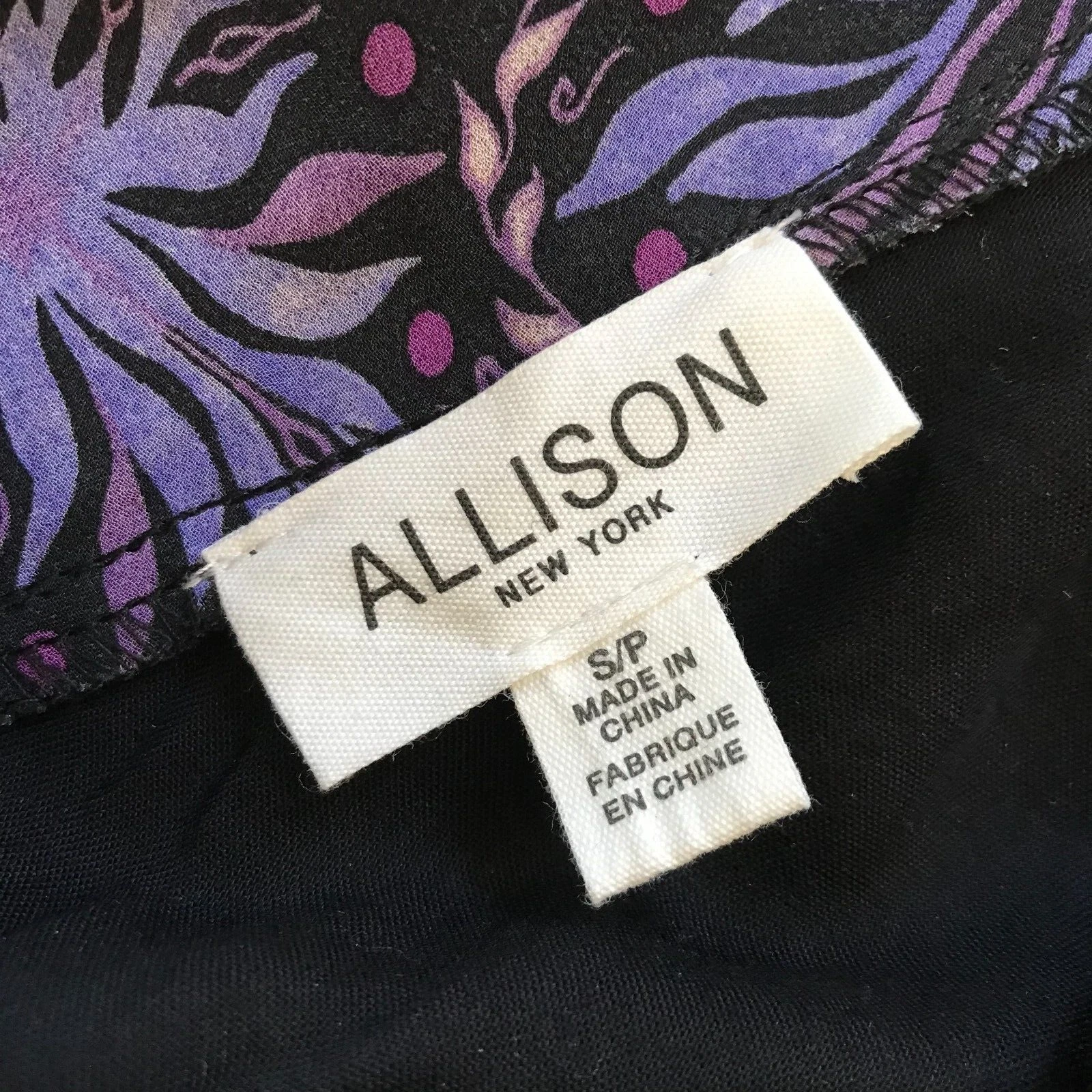 Maxi abito donna Allison NY Celine piccolo viola nero scollo a v manica lunga smocked