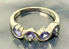 Vintage Purple Amethyst Sterling Silver band Ring size 6