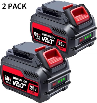 2 Pack 20V/60V 9.0Ah/3.0Ah Power Battery Fit For Dewalt DCG412 DCG412B DCG412L2