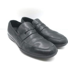 Prada Linea Rossa Penny Loafers Black Leather Mens Size 8