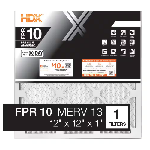 HDX 12 in. x 12 in. x 1 in Premium Pleated Furnace Air Filter, MERV 13, 12 Pack