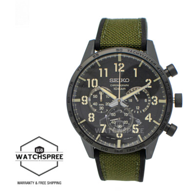 Seiko Chronograph Olive Green Polyurethane Strap Watch SSB369P1 29665201065  | eBay