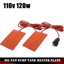 2x 120W Car Engine Oil Pan Sump Tank Heater Plate US Plug Silicone Heating Pad