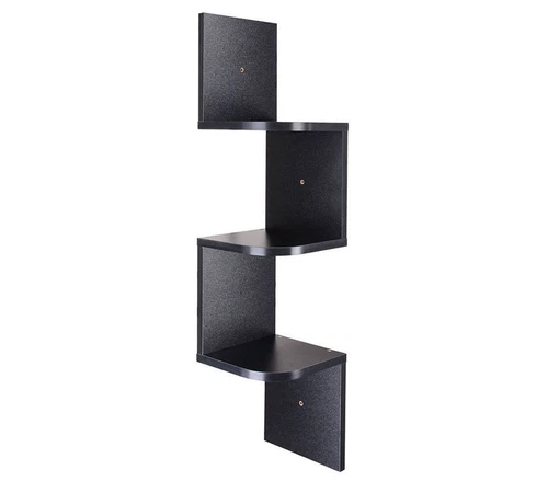 3Ebenen Eckregal Wandregal Küchenregal Bücherregal Hängeregal Holz Regal Schwarz - Bild 4 von 11