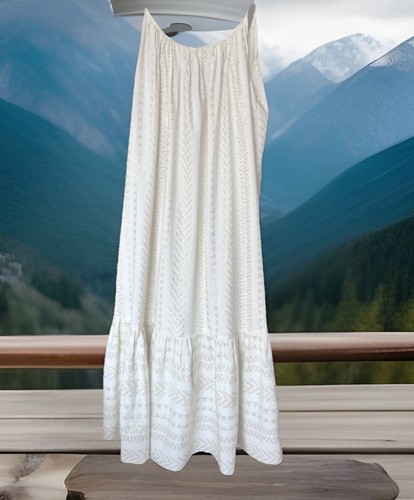 F&F Cream & Gold Summer Dress, Size L Adjustable Straps, New - Picture 2 of 11
