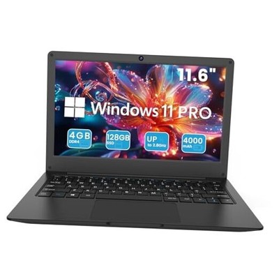  11.6  Laptop HD Display, Student Laptop Computer 4GB DDR4 RAM, 128GB Black