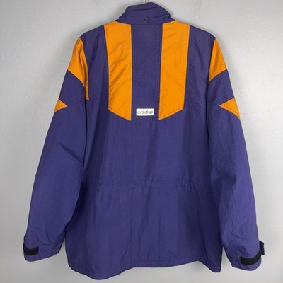 Adidas Vintage 90s Windbreaker Jacket Lg Purple Orange Colorblock