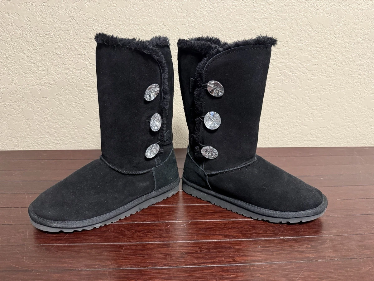 値下げ　UGG W Bailey Bling 黒ムートンブーツ 24cm US7 UGG Australia Bailey Button Bling Black Boots for Women for sale