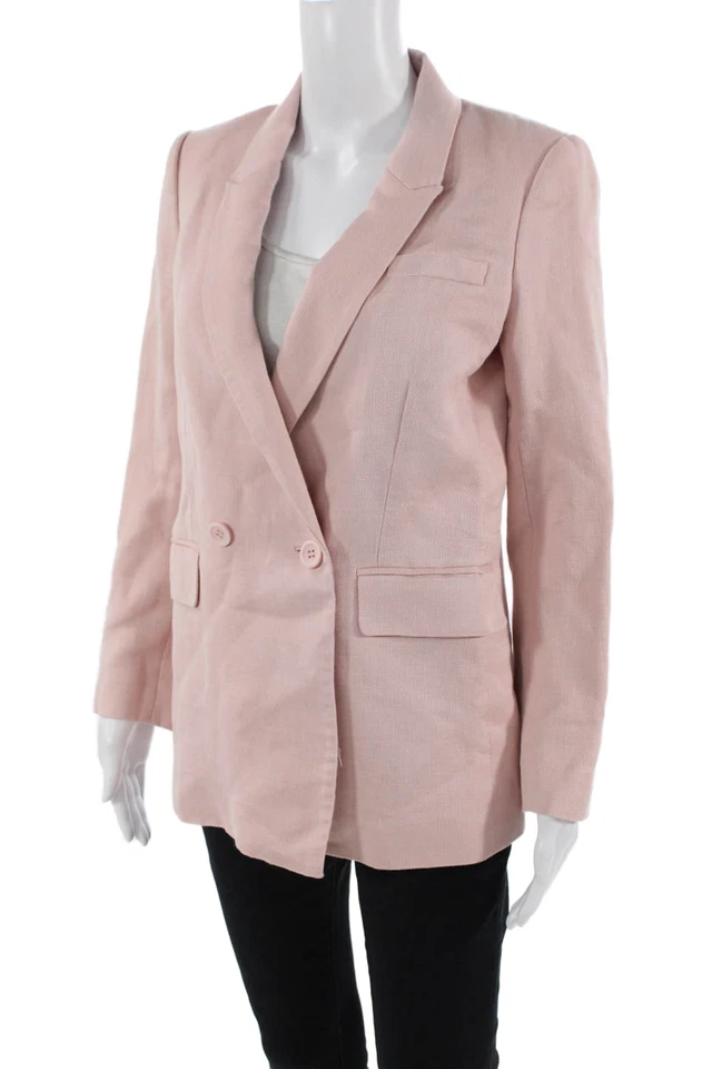 Blazer Rebecca Minkoff Mujer Algodón Doble Pecho Manga Larga Rosa Talla 4 Foto 3 de 4