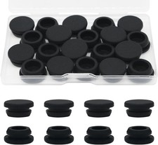 20PCS 1/2" Rubber Hole Plug Black Silicone Plugs for Round Holes Filler Door Scr