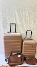 New Travelers Club Austin Hard side 28" 4 Piece Luggage Set Gold Suitcase