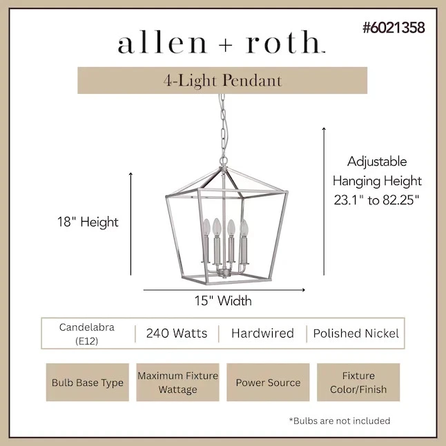 Lane 4-Light Polished Nickel Pendant Light, Indoor/Outdoor 🪔 - Image 3 of 4