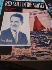 1935 RED SAILS IN THE SUNSET Sheet Music FRED WARING by Williams, Kennedy