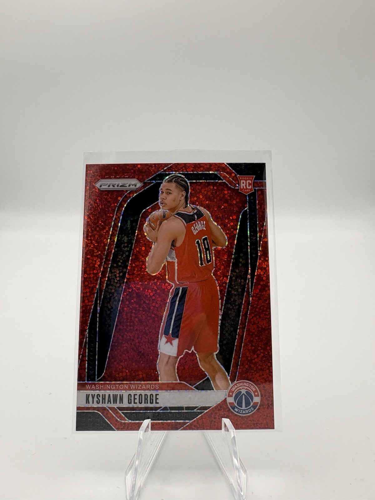 2024-25 Panini Prizm - Kyshawn George #257 Red Sparkle Prizm (RC)