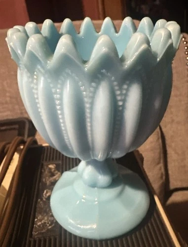 Vintage French Portieux PV Vallerysthal Beaded Sugar Cup Sawtooth Rim