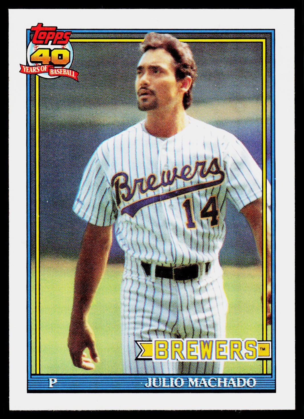 Julio Machado, 1991 Topps, #434, Milwaukee Brewers,