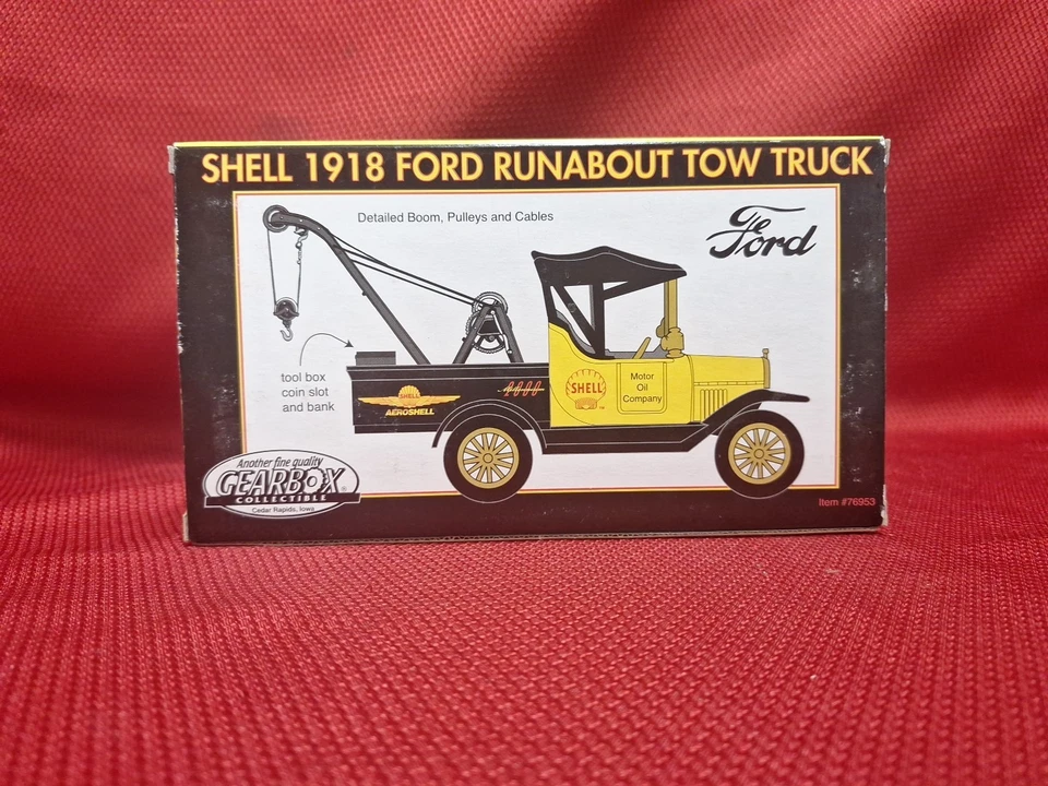 Vtg Gearbox Shell Goodyear 1918 Ford Tow Truck Coin Bank Die Cast Millennium - Image 3 of 4