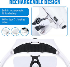 Magnifying Glasses with 4 LED Lights, Headband Magnifier with 5 Detachable Le...