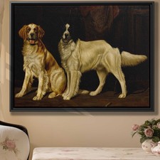 Vintage Dog Portrait Canvas Print Animal Wall Art Rustic Pet Decor Artwork