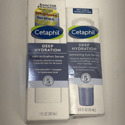 Cetaphil Deep Hydration Serum Bundle Unisex 1.5oz Blue New Face and Eye Set