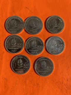 Lot de 8 pièces 100 francs argent Albertville 1992 JEUX OLYMPIQUE 1989 1990 1991