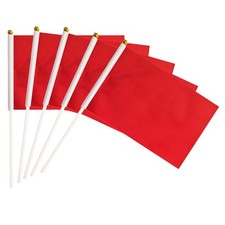 25 Pack Red Stick Flags,Hand Held Small Mini DIY Solid Flag On Stick,8.2x5.5 ...
