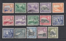 Cyprus 1938 George VI part set of 15 stamps to 18pi Used [D160]
