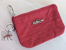 Kipling Red Creativity S Purse With Metal Monkey Used Excellent Cond