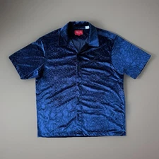 Supreme Spider Web Shirt Medium Blue Velvet Button Up Streetwear New York