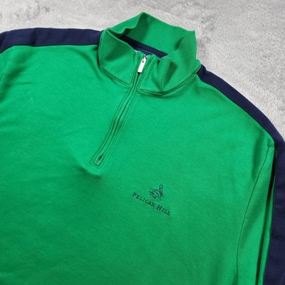 Polo Golf Ralph Lauren Sweater Mens Large Green 1/4 Zip Mock Neck Pelican Hill