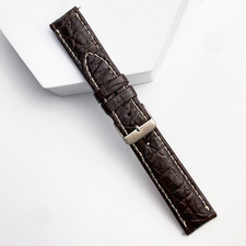 22mm Brown Crocodile Leather Watch Band Men Real Crocodile Watch Strap Handmade