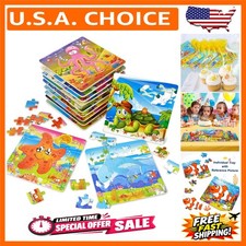 Under the Sea Party Favors for Kids 12 Pack Ocean Animal Wooden Puzzles wit...