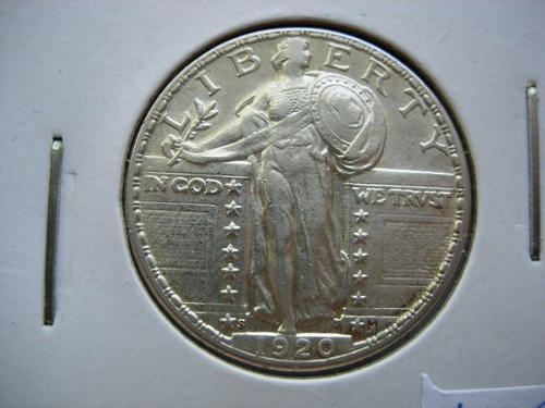 1920-S AU GEREINIGT, NETTO VZ SCHLÜSSELDATUM STEHEND LIBERTY SILBER VIERTEL - L1436